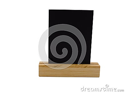 Portrait of Blackboard stand on wooden against on white background Stock Photo