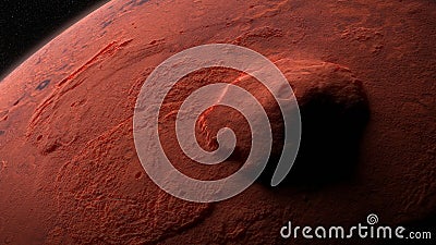 Olympus Mons, volcano on planet Mars, largest volcano in the Solar System Stock Photo