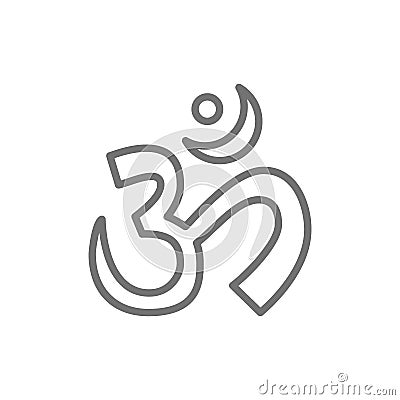 Om or Aum Indian sacred sound symbol, mantra line icon. Vector Illustration