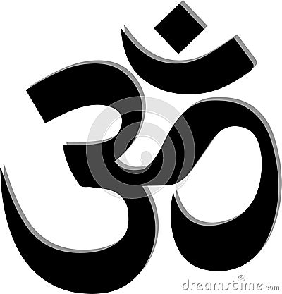 Om or Aum in Sanskrit in the Hindu and Vedic tradition - a sacred sound, the original mantra Vector Illustration