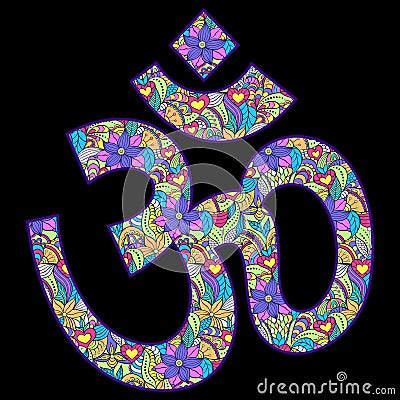 Om symbol on black background Vector Illustration