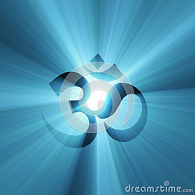 OM word enlightenment light halo flare Stock Photo