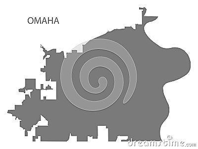 Omaha Nebraska city map grey illustration silhouette shape Vector Illustration