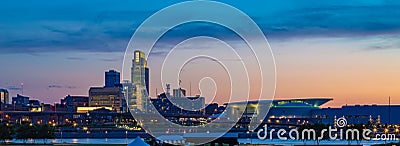 Omaha Nebraska downtown skyline at dusk. Stock Photo