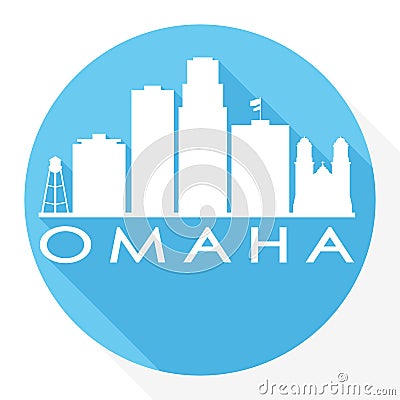 Omaha Nebraska Flat Icon Skyline Silhouette Design City Vector Art Famous Buildings Logo. Vector Illustration