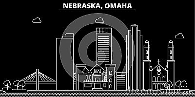 Omaha silhouette skyline. USA - Omaha vector city, american linear architecture, buildings. Omaha travel illustration Vector Illustration