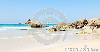 in oman coastline sea ocean gulf rock and beach relax near sky Stock Photo