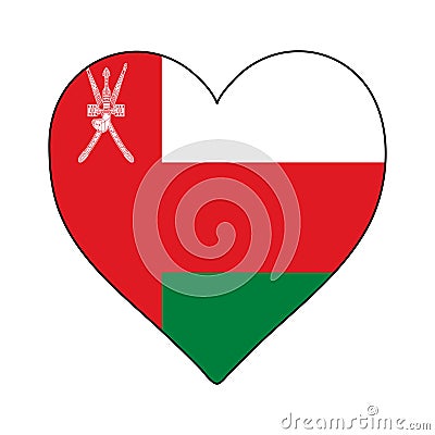 Oman Heart Shape Flag. Love Oman. Visit Oman. Middle East. Western Asia. Asia. Vector Illustration Graphic Vector Illustration