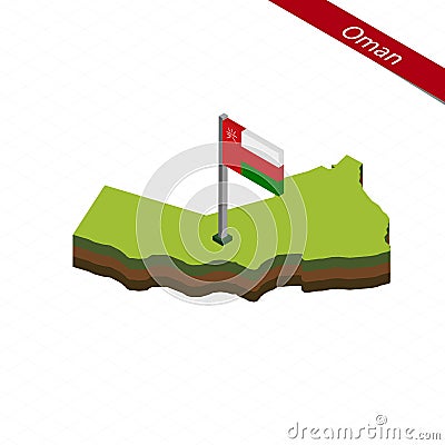 Oman Isometric map and flag. Vector Illustration Vector Illustration