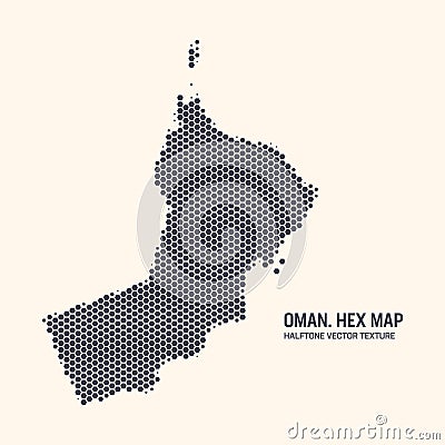 Oman Map Vector Hexagonal Half Tone Pattern Isolated On Light Background Vector Illustration