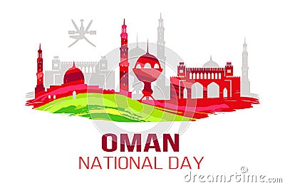 Oman National Day Symbol Vector Illustration Card Vector Illustration