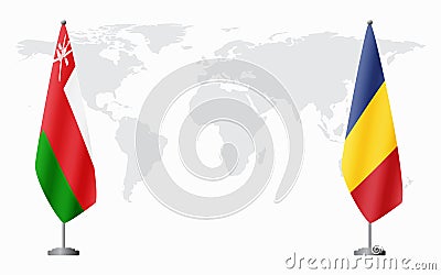 Oman and Romania flags for official meeting Vector Illustration