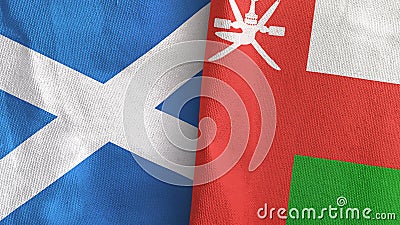 Oman and Scotland two flags textile cloth 3D rendering Stock Photo