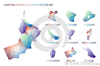 Omani low poly regions. Vector Illustration