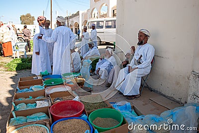Omani man selling spices Editorial Stock Photo