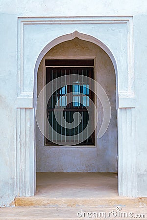 Omani Style Wooden Carved Door, in Lamu, UNESCO World Heritage Site in Kenya Stock Photo