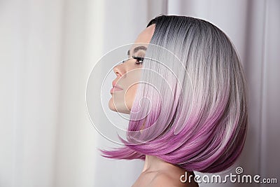 Ombre bob short hairstyle. Beautiful hair coloring woman. Trendy Stock Photo