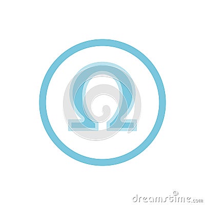 Omega Acid Blue Round Icon Vector Illustration