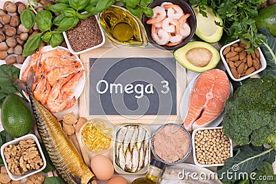 Omega 3 fatty acids food sources Stock Photo