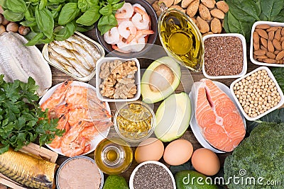 Omega 3 fatty acids food sources Stock Photo