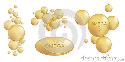 Omega 3 Fish oil bottle pill capsule softgel pills Vector Illustration