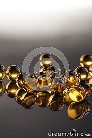 Omega fish oil capsules, macro Stock Photo