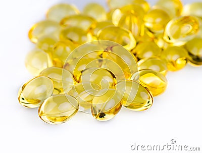 Omega Fish Oil pills on white background Stock Photo