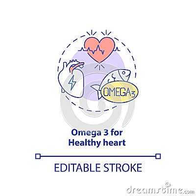 Omega 3 for healthy heart concept icon Vector Illustration