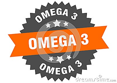 omega 3 sign. omega 3 round isolated ribbon label. Vector Illustration