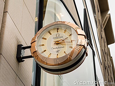 Omega Watches Clock on a Store Building Editorial Stock Photo