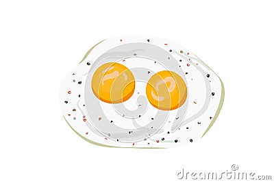 Omelet breakfast with eggs and seasonings. Vector Illustration