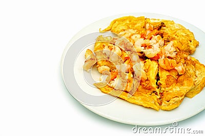 Omelet shrimp. omelet shrimp isolated on white Stock Photo