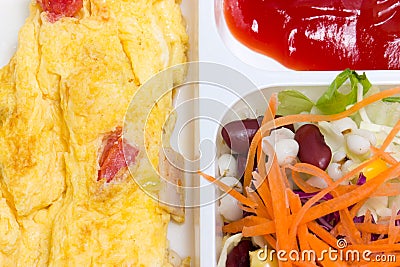 Omelette With Fresk Salad. Stock Photo