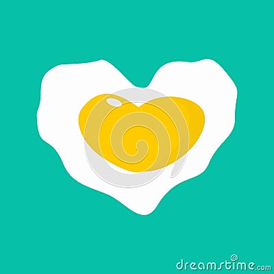 Omelette heart. I love fried eggs. I like scrambled egg Vector Illustration