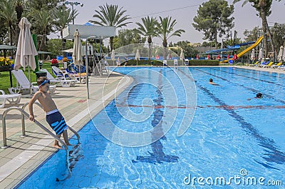 Omer, ISRAEL -June 27, Children's swimming pool - Omer, Negev, June 27, 2015 in Israel Editorial Stock Photo