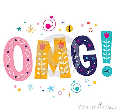 OMG! expression - Oh My God decorative lettering text Vector Illustration