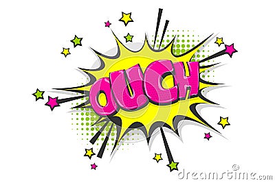 Omg ouch oops pop art comic text speech bubble Vector Illustration