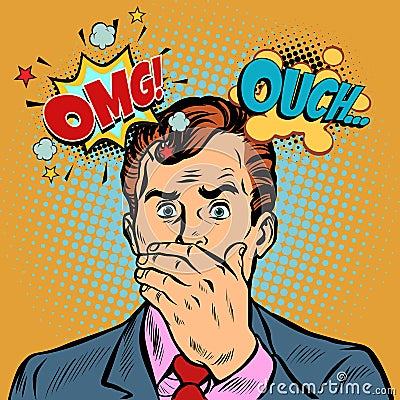 OMG ouch surprised businessman Vector Illustration