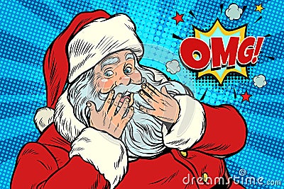 OMG surprise Santa Claus reaction Vector Illustration