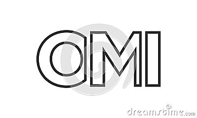 OMI logo design template with strong and modern bold text. Initial based vector logotype featuring simple and minimal typography. Vector Illustration