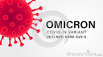 Omicron COVID-19 Variant B.1.1.529 SARS-CoV-2 gray banner Vector Illustration
