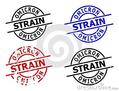 OMICRON STRAIN Corroded Stamp Seals Vector Illustration