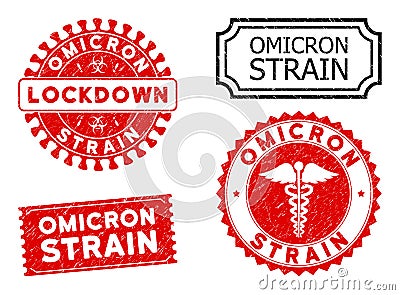 OMICRON STRAIN Red Scratched Watermarks Vector Illustration