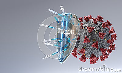 Omicron variant shield that protects the covid-19 virus from the vaccine Stock Photo