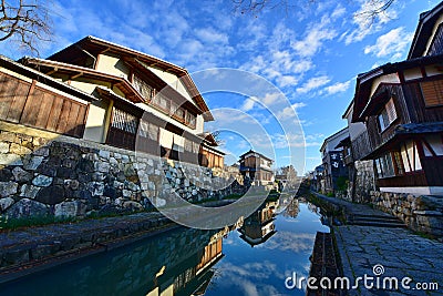 Omihachiman historic town along the canal in Japan Editorial Stock Photo