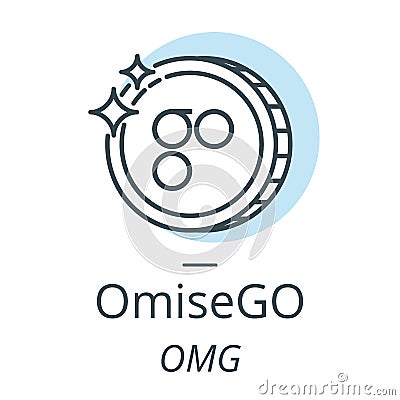 OmiseGO cryptocurrency coin line, icon of virtual currency Vector Illustration