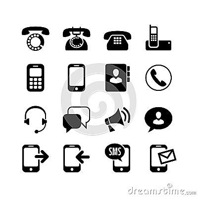 Ð¡ommunication, call, phone icons set Vector Illustration