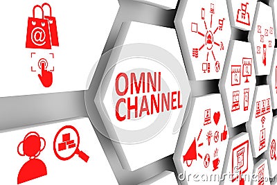 OMNI CHANNEL concept cell background Cartoon Illustration