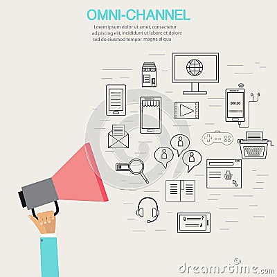 OMNI-Channel concept for digital marketing and online shopping.Illustration EPS10. Vector Illustration