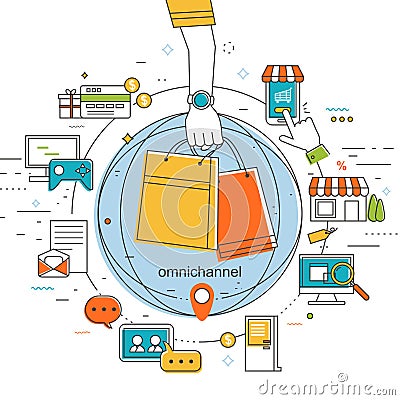 Omni-channel concept illustration Vector Illustration